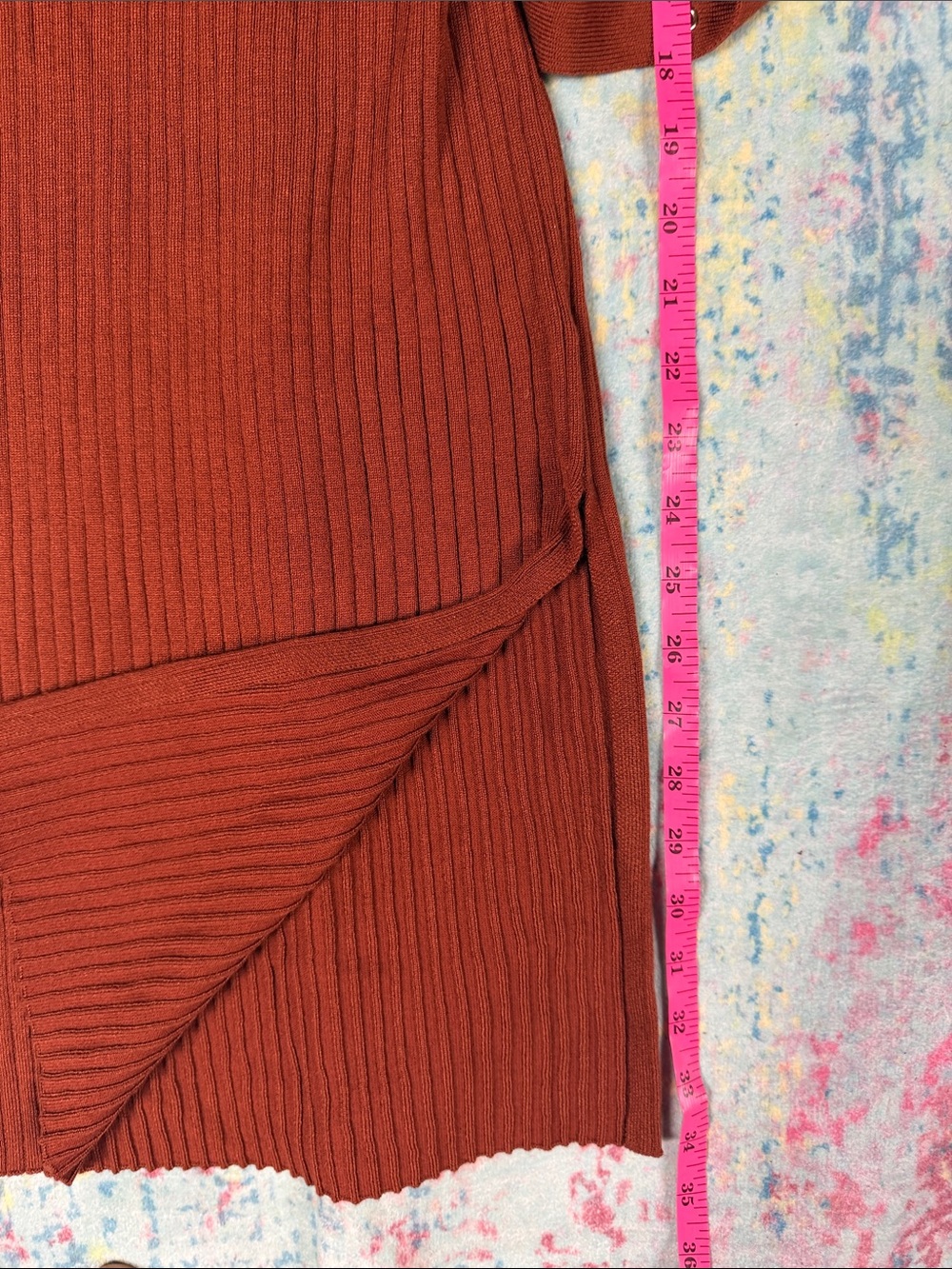 Love Tree Rust Ribbed Long-Sleeve Belted Dress - Picture 5 of 7